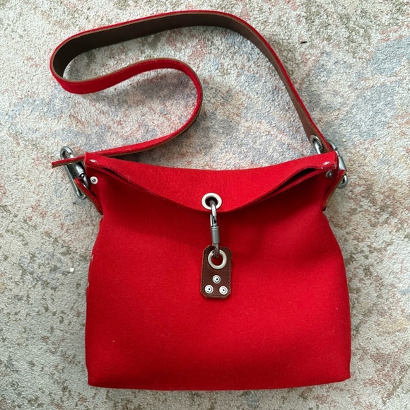 rambag UK Handbags - Rambag UK Handmade Red Women’s Wool felt Fold Over Cross Body Bag
